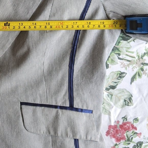 Nygard Collection Blue Striped Blazer sz 14 - Picture 7 of 10